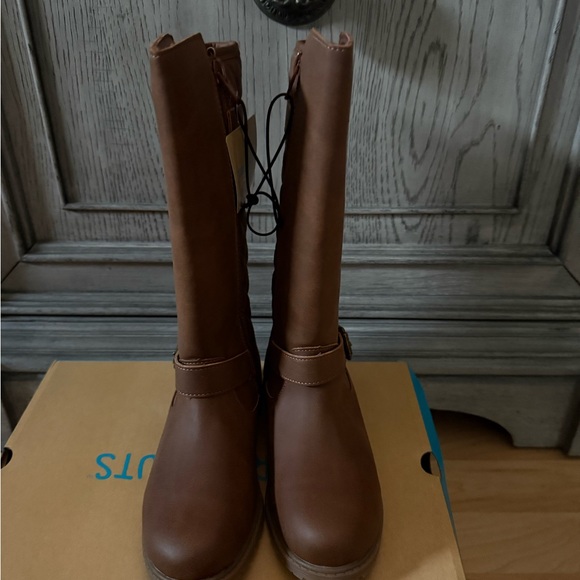 Brown Leather Knee-High Boots Size 13! NWT! NO BOX! - Main Image